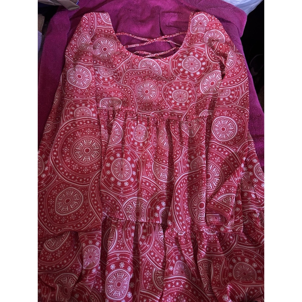 Derek Heart Boho Dress Women's Medium Flowery Tied Back